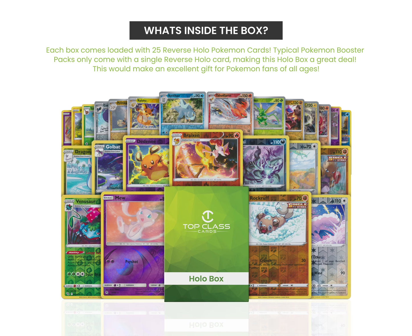 | Holo Box | 25 Cards ALL Reverse Holographic | Holo Cards Guaranteed | Compatible with Pokemon Cards