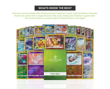 | Holo Box | 25 Cards ALL Reverse Holographic | Holo Cards Guaranteed | Compatible with Pokemon Cards