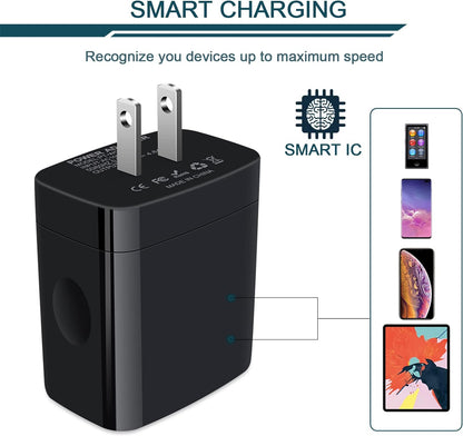 Wall Charger, USB Charger Adapter,  4.8A 4Multi Port Fast Charging | USBA Station Power Base Block Plug Cube Brick for Iphone 17 16 15 14 SE 13 12 Pro Max/X/Plus, Samsung A17/S25/S26 Kindle Plug