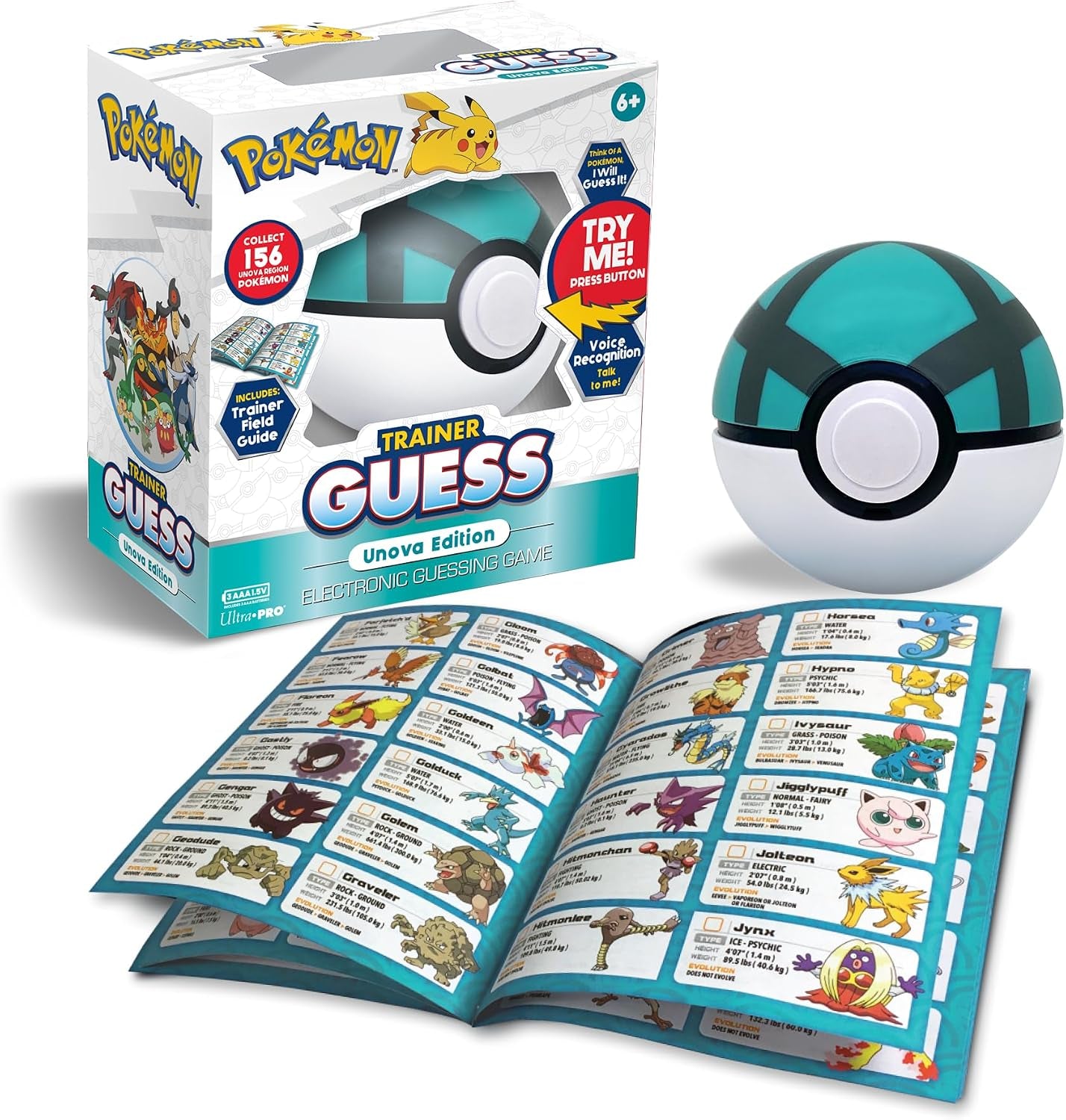Pokémon Trainer Guess: Unova Edition, I Will Guess It! Electronic Voice Recognition Guessing Brain Game Pokemon Go Digital Travel Board Games Toys - Talk to Your Poke Ball